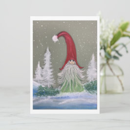 Tomte vinterscen Platt julkort