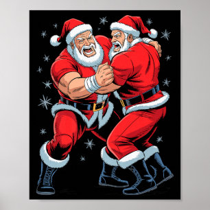 Tomte wrestlingälskare Roligt wrestling Xmas jul j Poster
