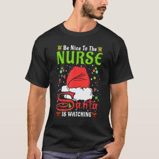 Tomte Xmas Pyjamas Var Snäll Mot Sjuksköterskan Ju T Shirt