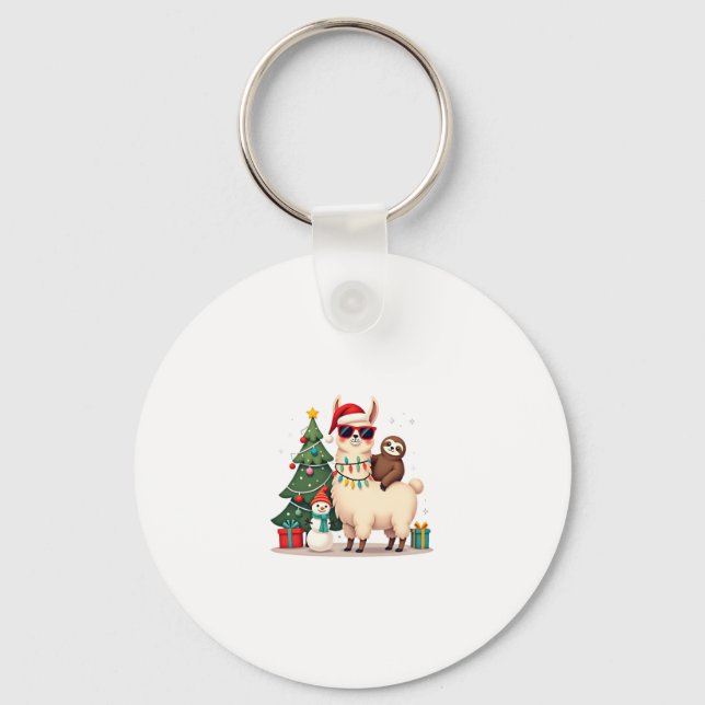 Tomte Xmas Rolig Lama Sengångare Jul (2) Nyckelring (Framsida)