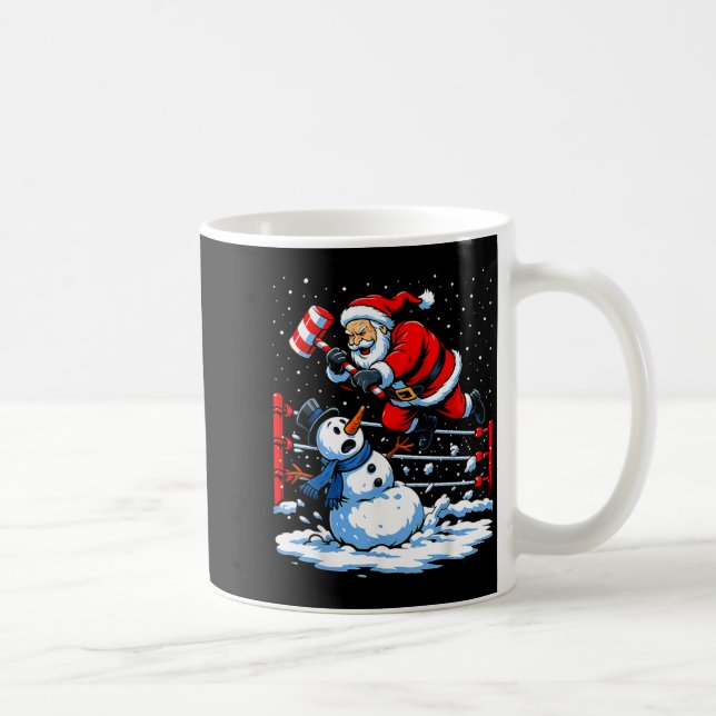 Tomte Xmas Snö Ljus Wrestling Roligt Wrestling C Kaffemugg (Höger)
