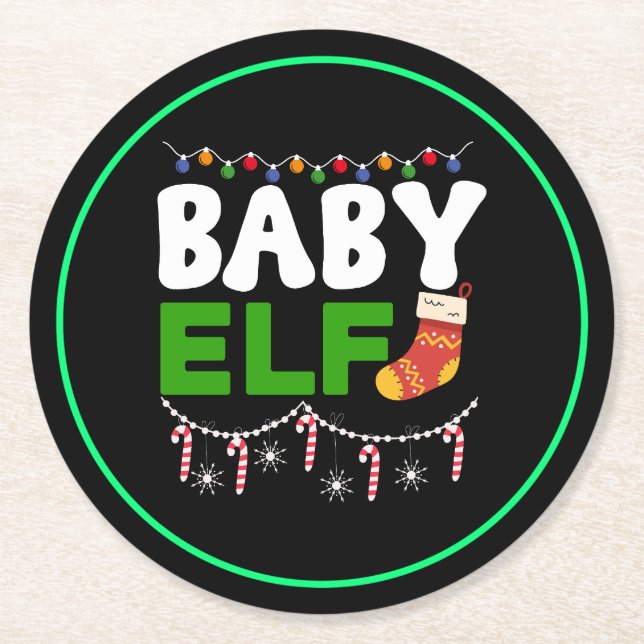Tomtebaby jul firande design-84608 underlägg papper rund (Framsidan)