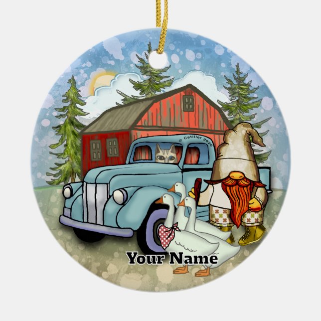 Tomtebonde Julgransprydnad Keramik (Framsidan)
