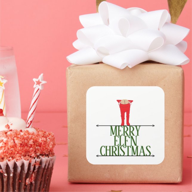 Tomtebus Julhälsning Skylt Fyrkantigt Klistermärke (Fest)