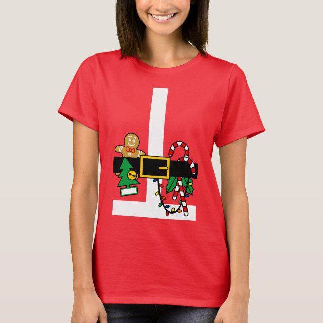 Tomtedräkt Rolig Jul T Shirt (Framsida)