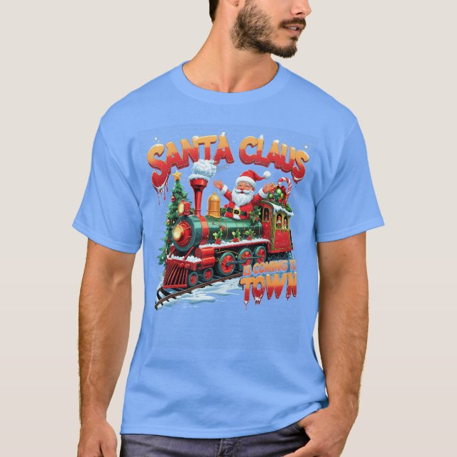 Tomtefar kommer till egen julregn rolig t shirt (Framsida)