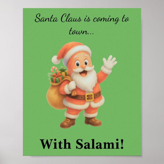 Tomtefar kommer till stan.. Med Salami!  Poster (Framsidan)