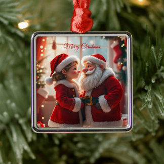 Tomtefar och fru Tomte firar X-Mas, kul Julgransprydnad Metall