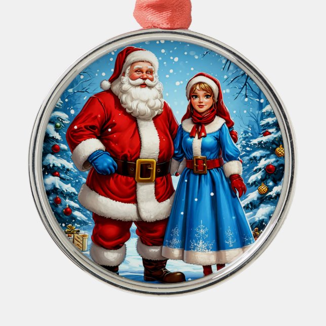 Tomtefar och Snöjungfrun Julgransprydnad Metall (Framsidan)