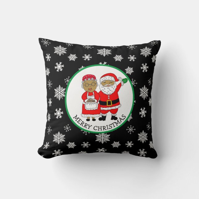 Tomtefar och Tomtemor, afroamerikansk jultomte jul Kudde (Framsida)