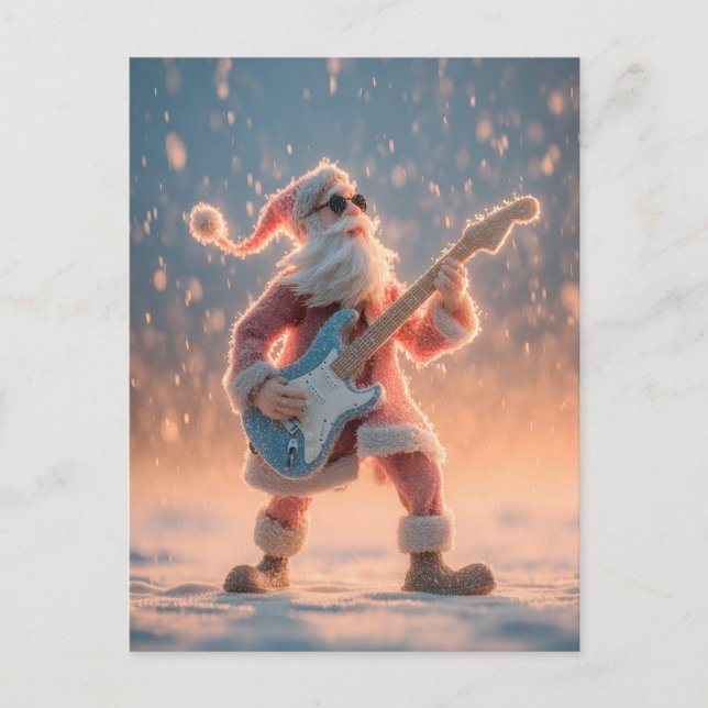 Tomtefigur som spelar elgitarr helg vykort (Framsida)