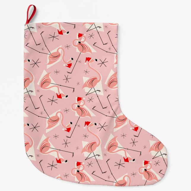 Tomteflamingo Rosa Multi julstrumpa (Framsidan)