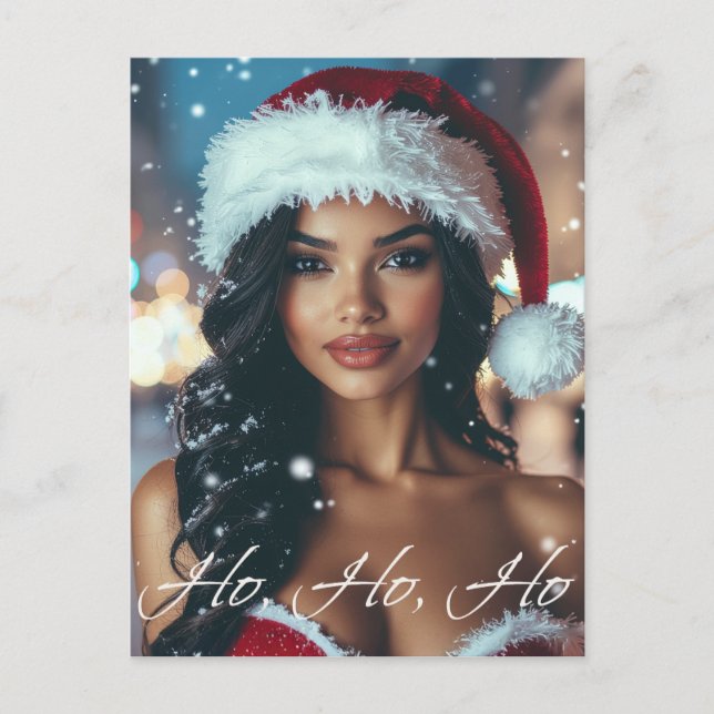 Tomteflicka - Ho Ho Ho - Jul Helg Vykort (Framsida)