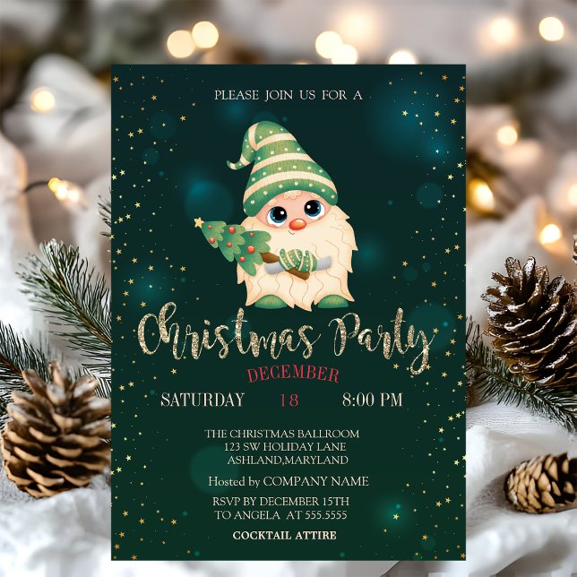 Tomtegrant, Stjärnor Julfirande Företagsparty Inbjudningar (Skapare uppladdad)