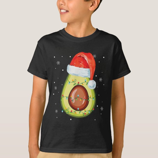 Tomtehatt Avokado God Jul Vegan Pyjamas  T Shirt (Framsida)