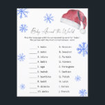 Tomtehatt - Baby runtom i världen spel<br><div class="desc">Vinter baby shower! Julbaby! Akvarell tomtehatt! Bjud in dina gäster med denna akvarell tomtehatt och snöflingor - baby shower elegant inbjudan. Matchande artiklar finns.</div>