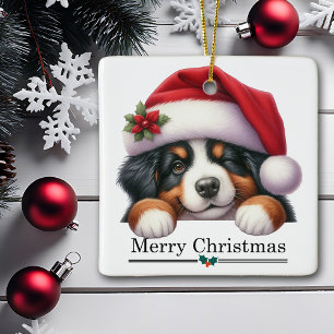 Tomtehatt blinkande Bernese Mountain-valp jul Julgransprydnad Keramik