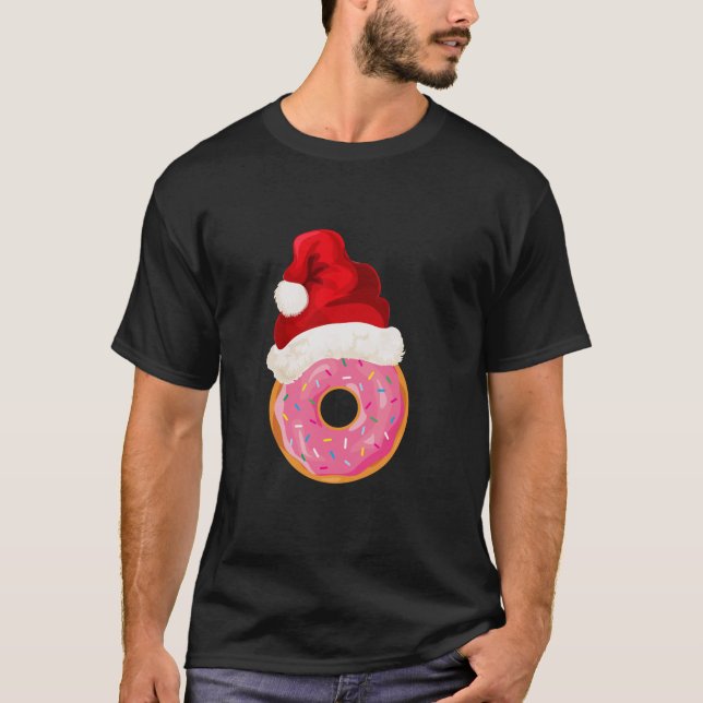 Tomtehatt Donut Jul Holiday Strössel Efterrätt T Shirt (Framsida)