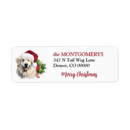 Tomtehatt Great Pyrenees jul returadress Etikett