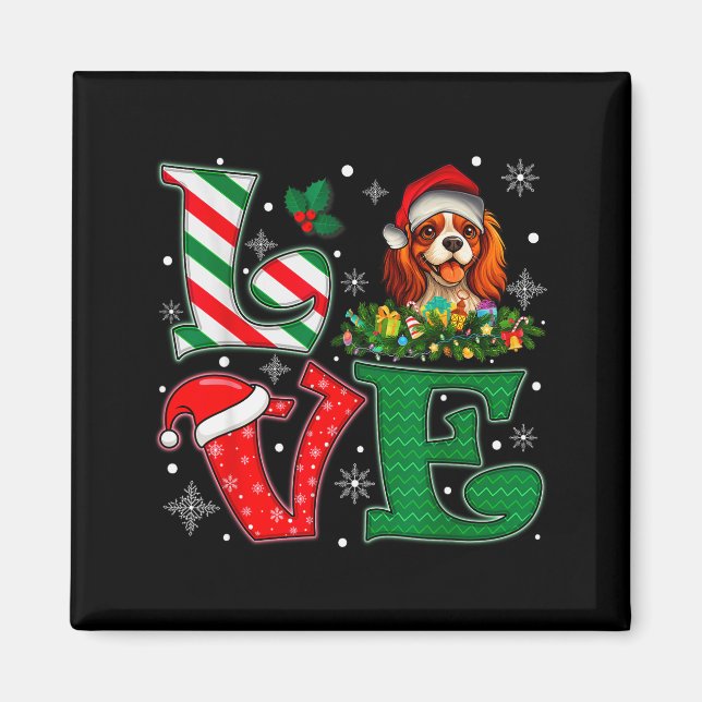 Tomtehatt Kärlek Cavalier King Charles Spaniel Hun Magnet (Framsidan)