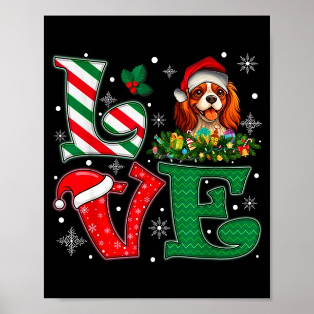 Tomtehatt Kärlek Cavalier King Charles Spaniel Hun Poster (Framsidan)