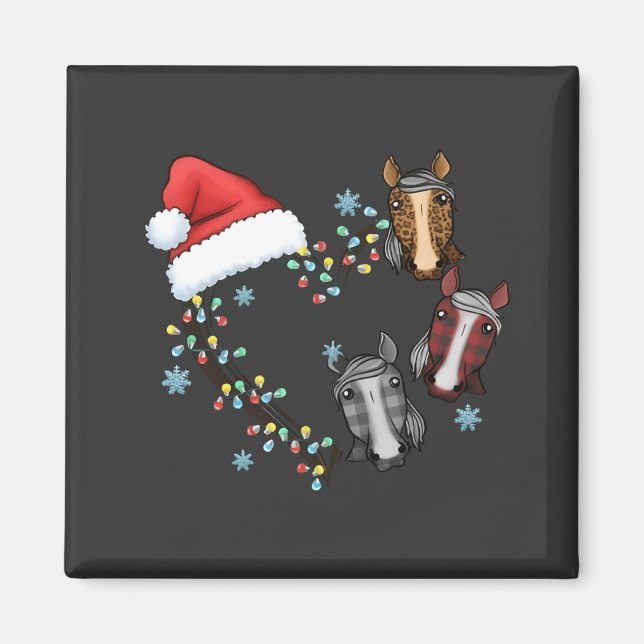 Tomtehatt Med Hästar Ridande Tomte Jul Magnet (Framsidan)