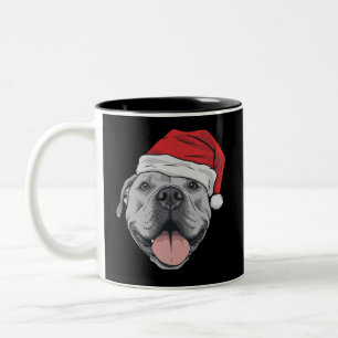Tomtehatt Pitbull Jul Xmas Husdjur Hund Älskare Två-Tonad Mugg