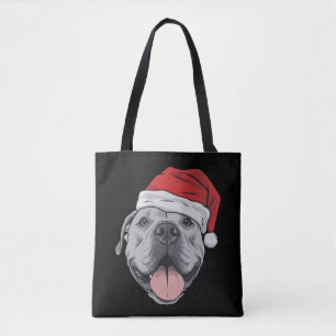 Tomtehatt Pitbull Jul Xmas Husdjur Hund Älskare Tygkasse