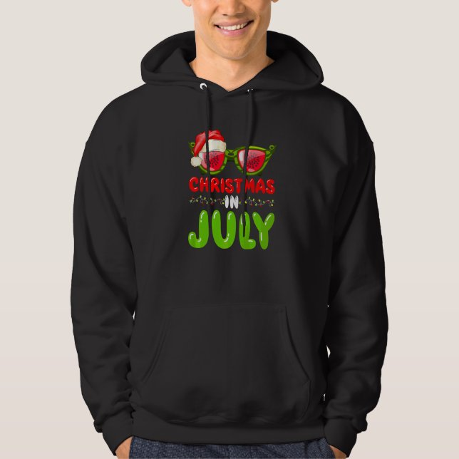 Tomtehatt Vattenmelon Solglasögon Jul i Juli  Hoodie (Framsida)