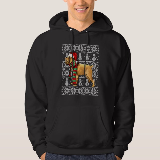 Tomtehatt Xmas Bryssel Griffon Ful Jul Hoodie (Framsida)