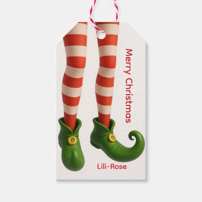 Tomteläbe julklappsetiketter | North Pole Holiday  Presentetikett (Framsidan)
