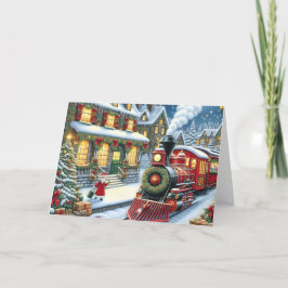 Tomteland jul Tåg Helgkort