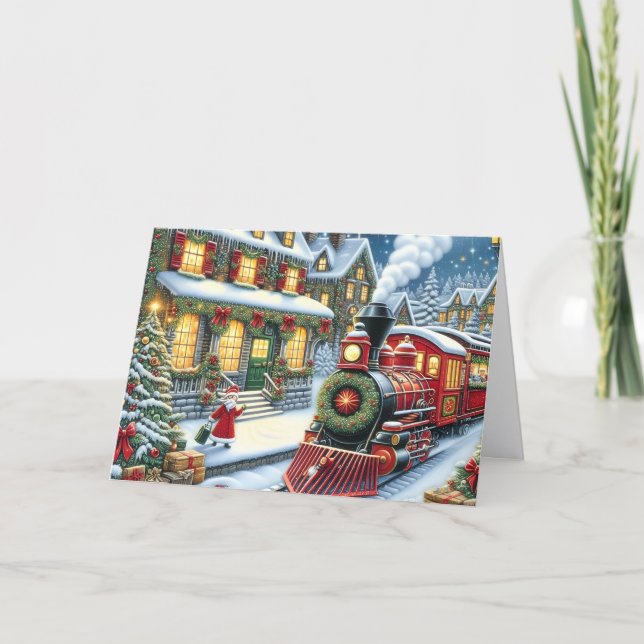 Tomteland jul Tåg Helgkort (Framsida)