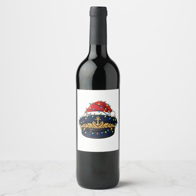 Tomteluva julbelysning marin vinflaska etikett (Framsida)
