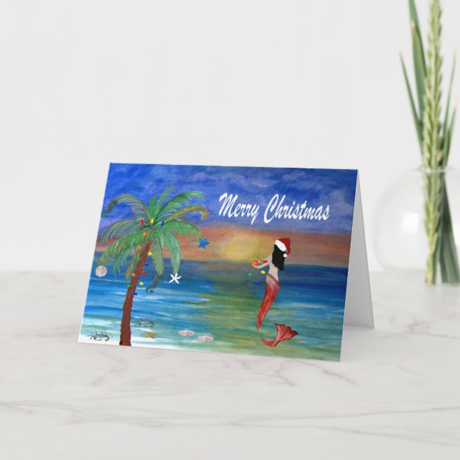 Tomtemermaid jul kustkort kort (Framsida)