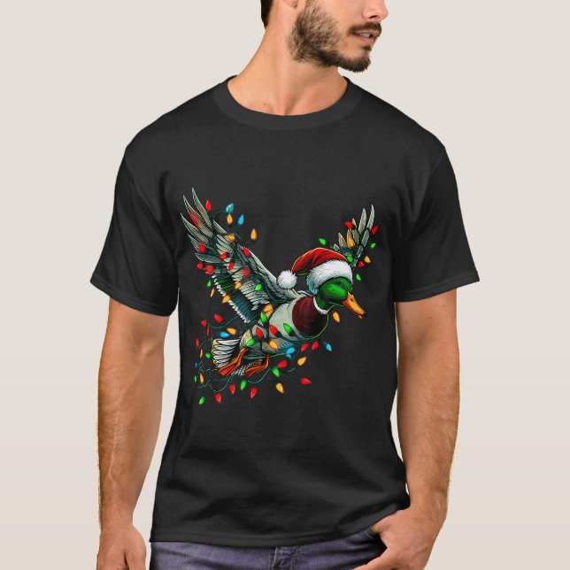 Tomten Anka med juljakt på Ljus Se T Shirt (Framsida)