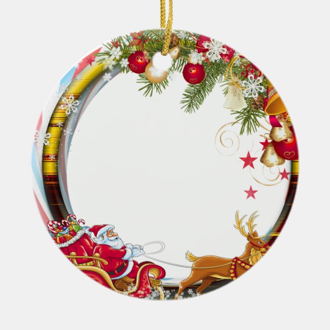 Tomten är på hans väg julgransprydnad keramik (Framsidan)