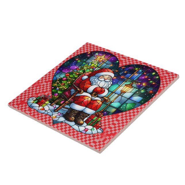 Tomten avfyrad av Julgran nattetid Kakelplatta (Sidan)