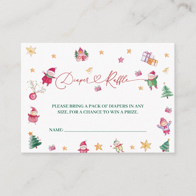Tomten Baby Diaper Raffle Baby Shower Tilläggskort (Framsida)