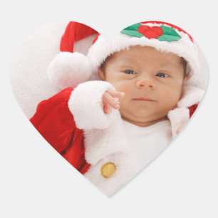 Tomten Baby på fotot det är ditt sätt att bli hjär Hjärtformat Klistermärke