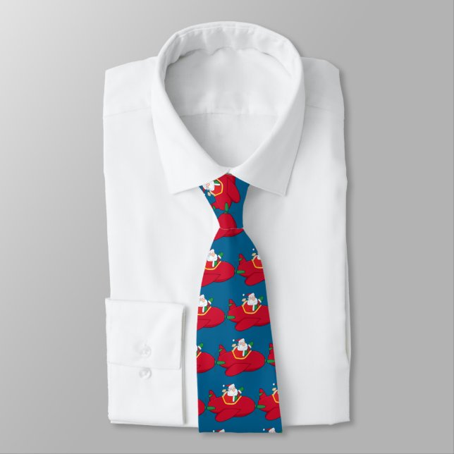 Tomten-Claus-Flies-A-Flygplan-And-Wave tie Slips (Bunden)