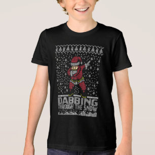 Tomten Dabbing genom Snö lustigt T Shirt