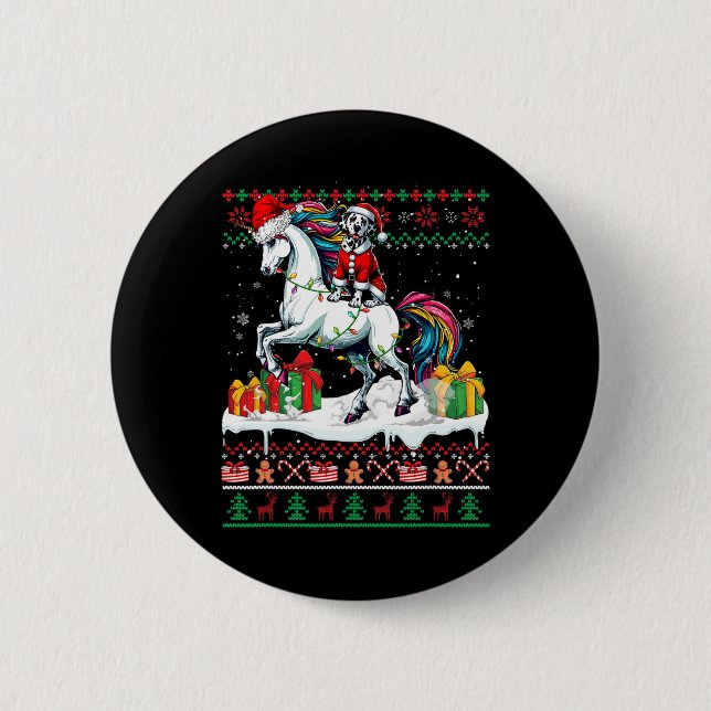 Tomten Dalmatien Riding Unicorn Julsvenater L Knapp (Framsida)