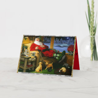 Tomten efter Golf på ett julkort Kort