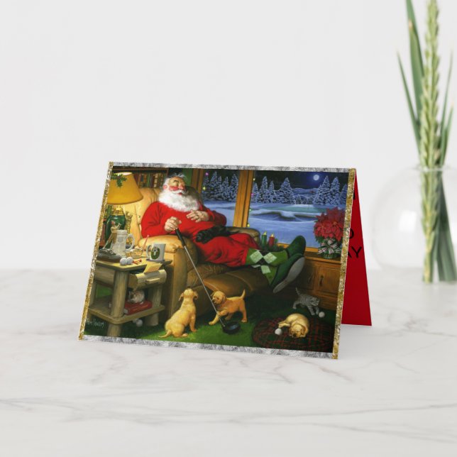 Tomten efter Golf på ett julkort Kort (Framsida)