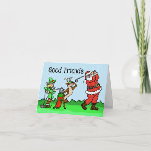 Tomten, Elf och Rudolph Golf-julkort Helgkort