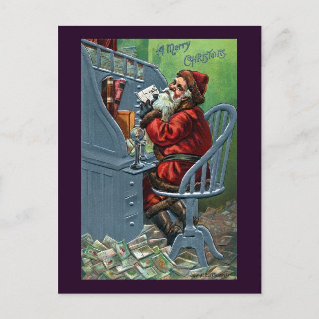 Tomten får mycket post helg vykort (Framsida)