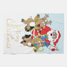 Tomten Färg och renar God jul Kökshandduk