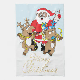 Tomten Färg och renar God jul Kökshandduk