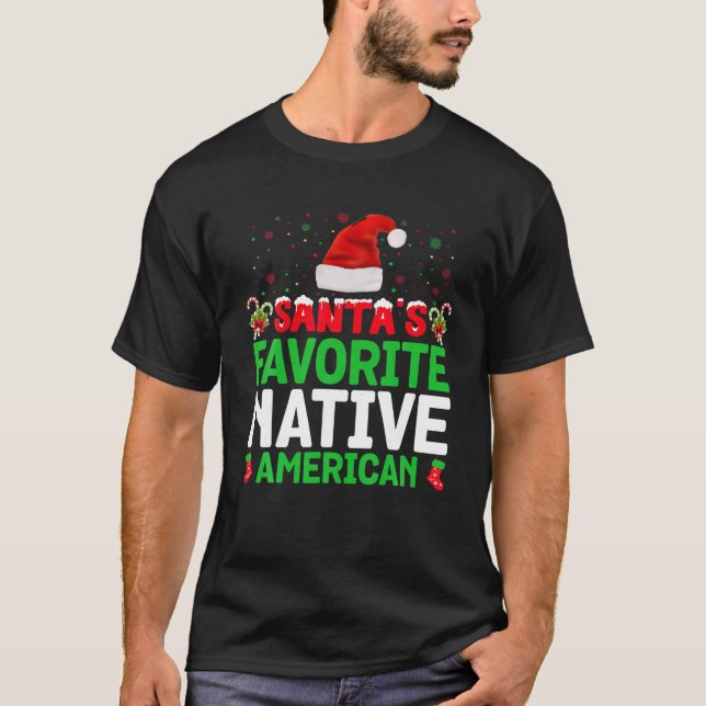 Tomten Favorite Native American julmatchin T Shirt (Framsida)
